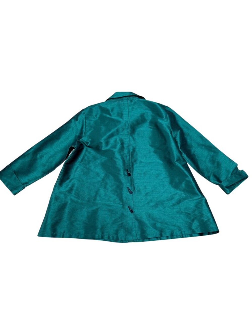 Gump's Women's Button Front Top Sz XL Green Silk Blend 3/4 Sleeve Blouse Vintage - Picture 6 of 9